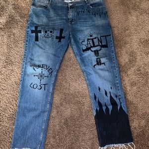 Custom hand drawn slim denim 42x30